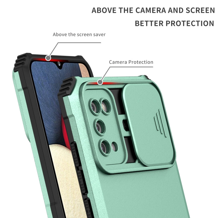 For Samsung Galaxy A02s US Stereoscopic Holder Sliding Camshield Phone Case