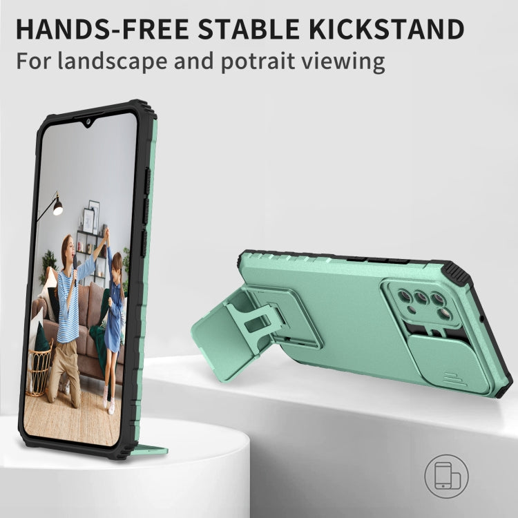 For Samsung Galaxy A02s US Stereoscopic Holder Sliding Camshield Phone Case