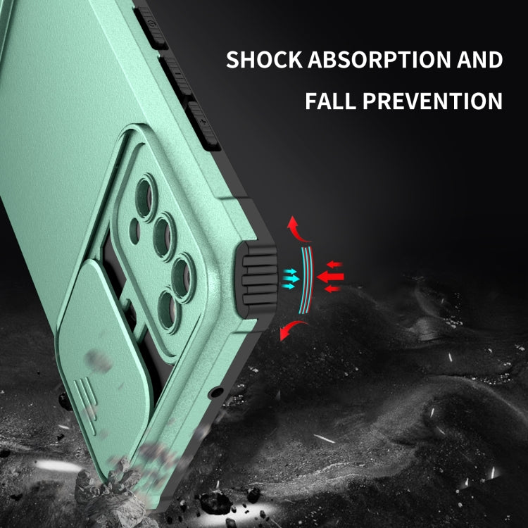 For Samsung Galaxy A02s US Stereoscopic Holder Sliding Camshield Phone Case