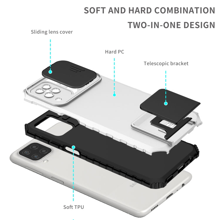 For Samsung Galaxy A12 5G Stereoscopic Holder Sliding Camshield Phone Case