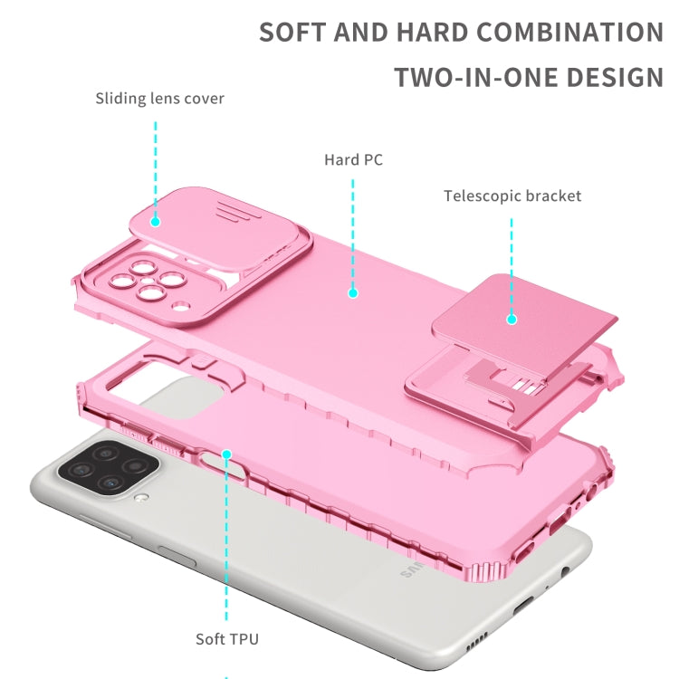 For Samsung Galaxy A12 5G Stereoscopic Holder Sliding Camshield Phone Case