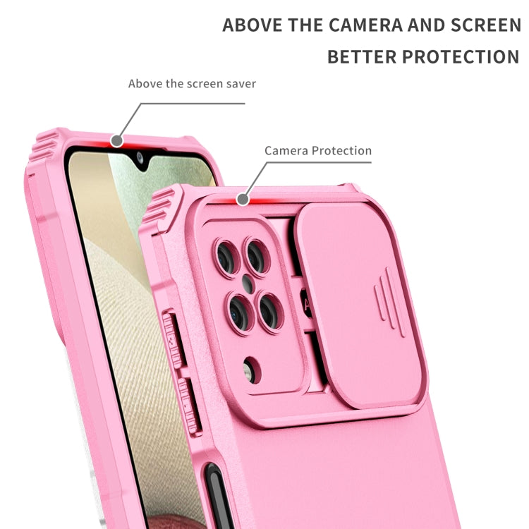 For Samsung Galaxy A12 5G Stereoscopic Holder Sliding Camshield Phone Case