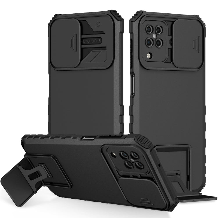 For Samsung Galaxy A12 5G Stereoscopic Holder Sliding Camshield Phone Case