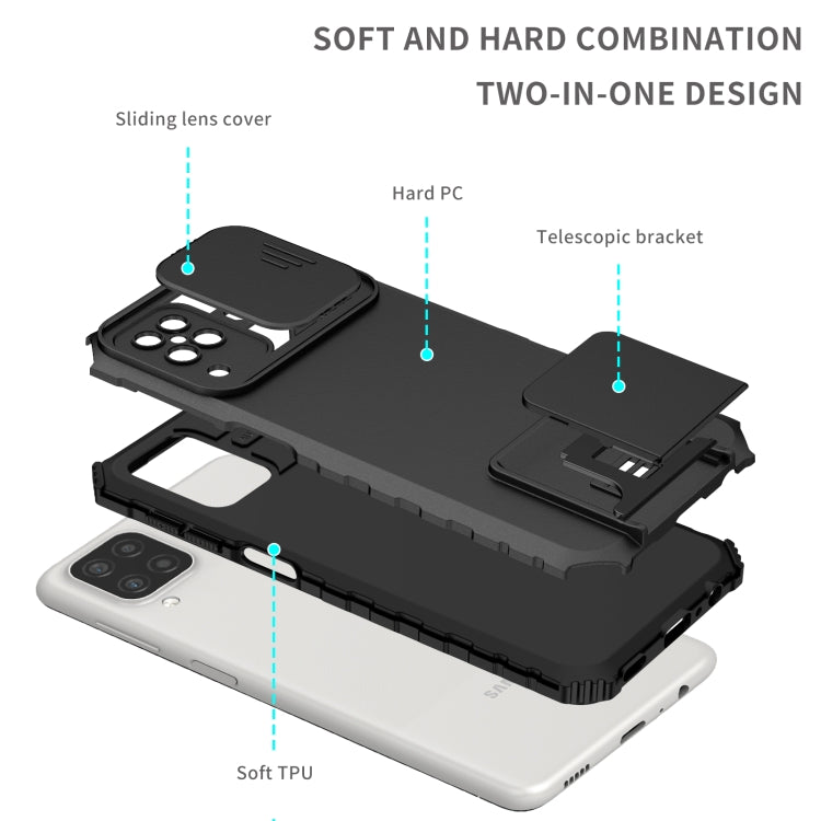 For Samsung Galaxy A12 5G Stereoscopic Holder Sliding Camshield Phone Case