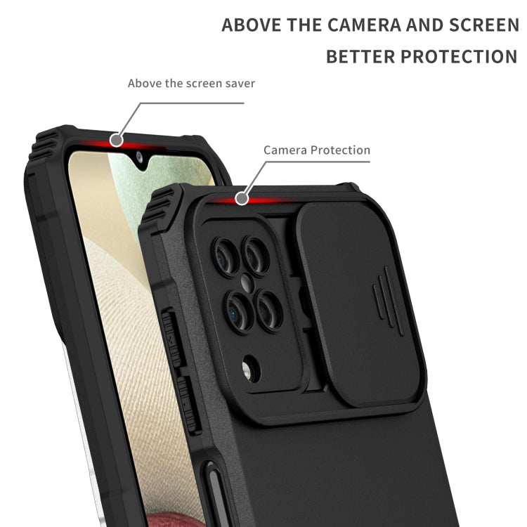 For Samsung Galaxy A12 5G Stereoscopic Holder Sliding Camshield Phone Case