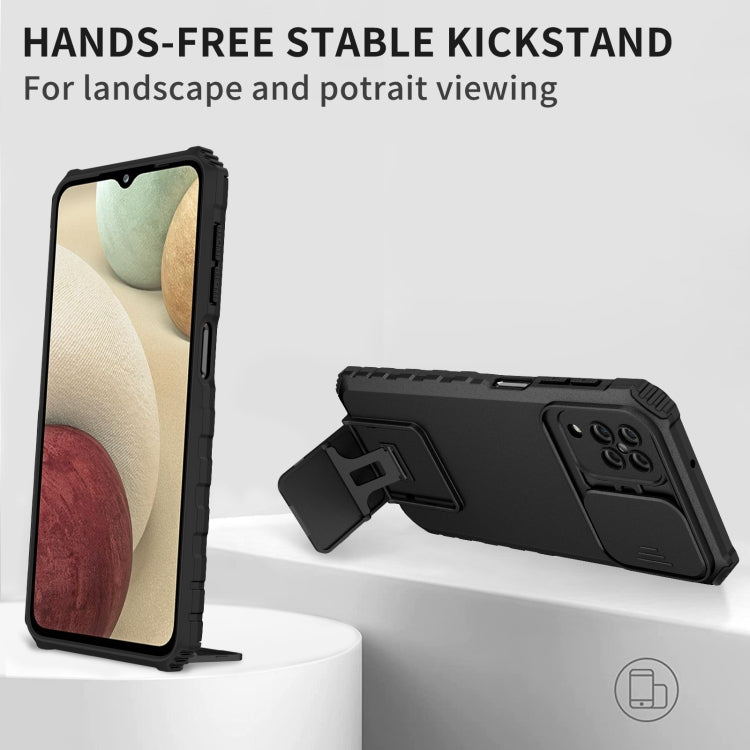 For Samsung Galaxy A12 5G Stereoscopic Holder Sliding Camshield Phone Case