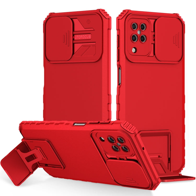 For Samsung Galaxy A12 5G Stereoscopic Holder Sliding Camshield Phone Case