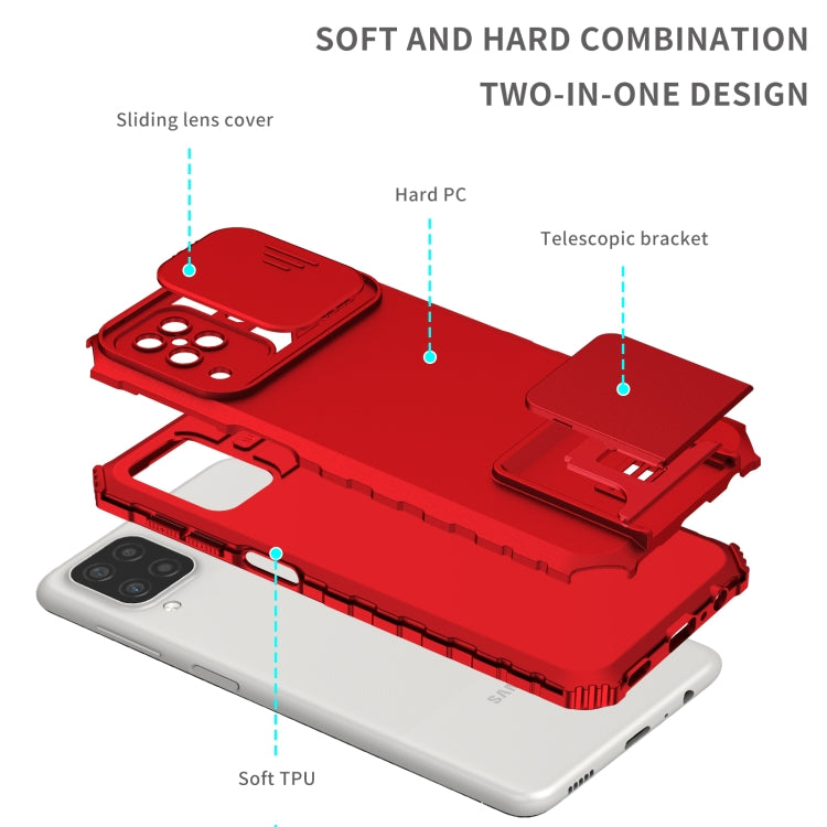 For Samsung Galaxy A12 5G Stereoscopic Holder Sliding Camshield Phone Case