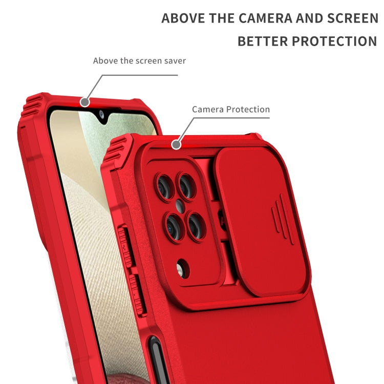 For Samsung Galaxy A12 5G Stereoscopic Holder Sliding Camshield Phone Case