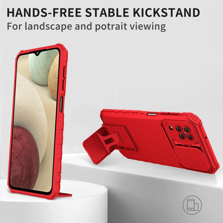For Samsung Galaxy A12 5G Stereoscopic Holder Sliding Camshield Phone Case