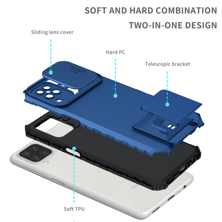 For Samsung Galaxy A12 5G Stereoscopic Holder Sliding Camshield Phone Case