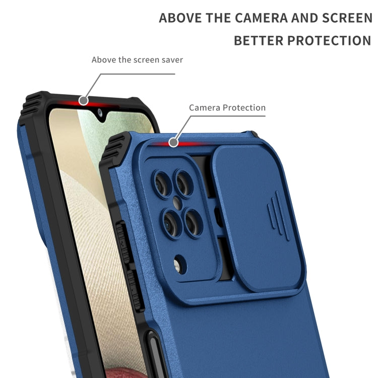 For Samsung Galaxy A12 5G Stereoscopic Holder Sliding Camshield Phone Case