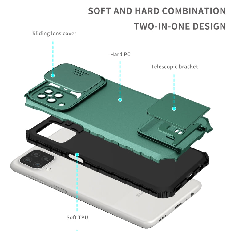 For Samsung Galaxy A12 5G Stereoscopic Holder Sliding Camshield Phone Case