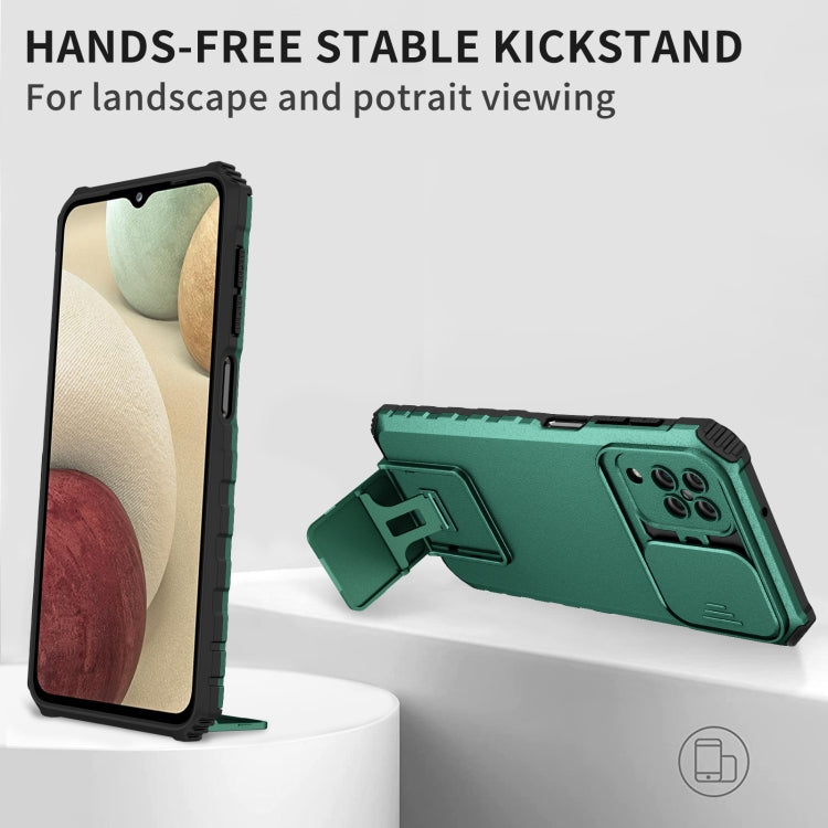 For Samsung Galaxy A12 5G Stereoscopic Holder Sliding Camshield Phone Case