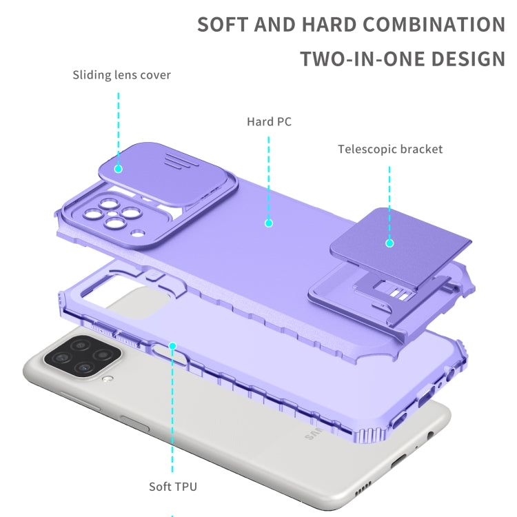 For Samsung Galaxy A12 5G Stereoscopic Holder Sliding Camshield Phone Case