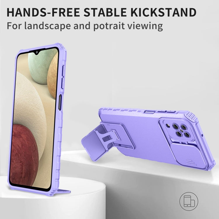 For Samsung Galaxy A12 5G Stereoscopic Holder Sliding Camshield Phone Case