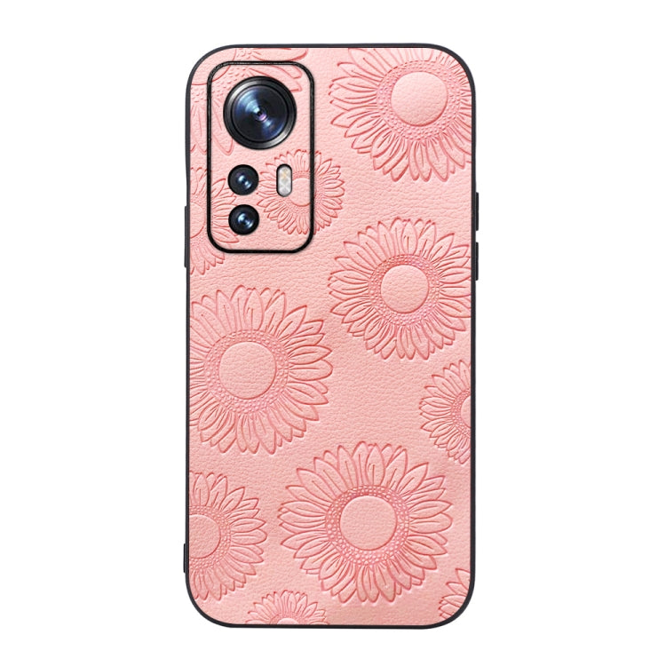 For Xiaomi 12 Pro Sunflower Pattern PU Shockproof Phone Case