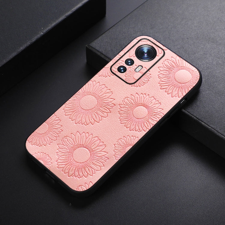 For Xiaomi 12 Pro Sunflower Pattern PU Shockproof Phone Case