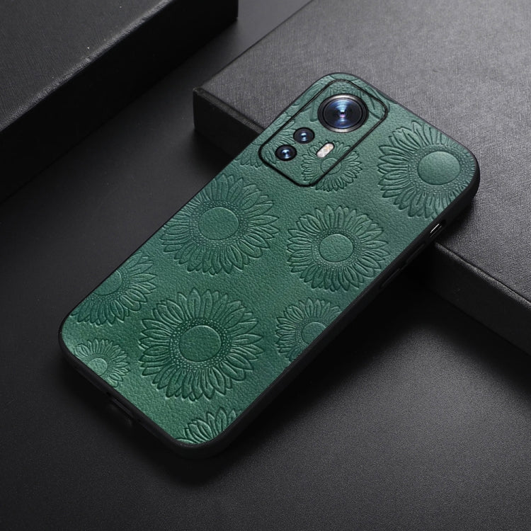 For Xiaomi 12 Pro Sunflower Pattern PU Shockproof Phone Case