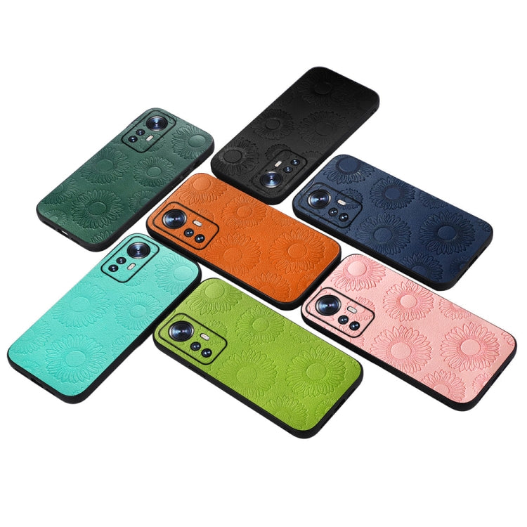 For Xiaomi 12 Pro Sunflower Pattern PU Shockproof Phone Case