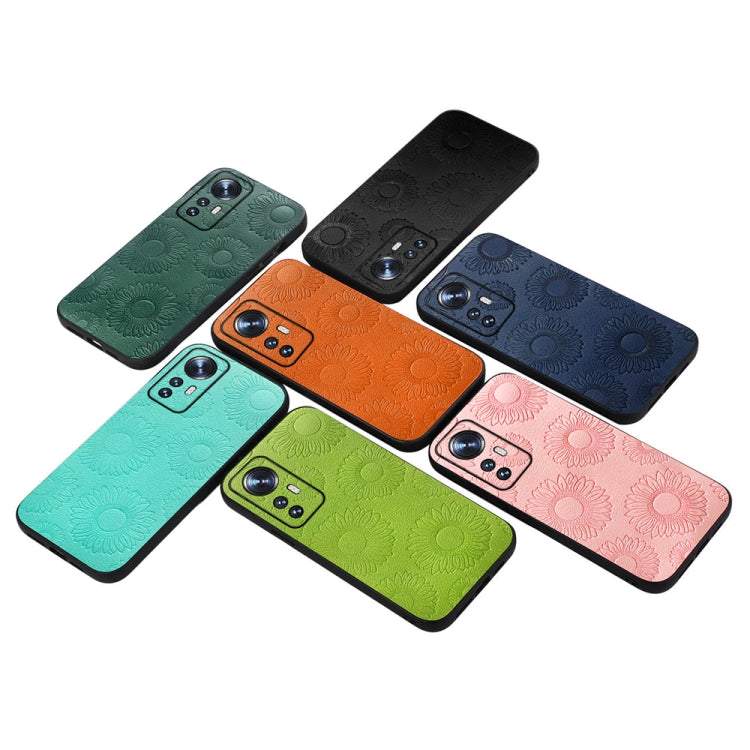 For Xiaomi 12 / 12X Sunflower Pattern PU Shockproof Phone Case