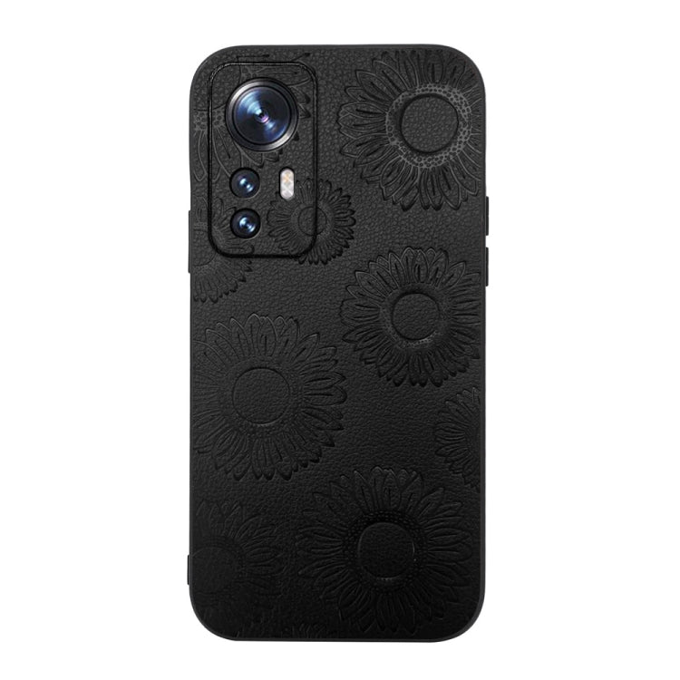For Xiaomi 12 / 12X Sunflower Pattern PU Shockproof Phone Case