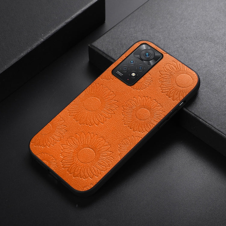 For Xiaomi Redmi Note 11 Pro Sunflower Pattern PU Shockproof Phone Case