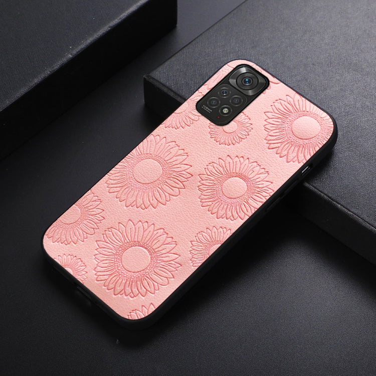 For Xiaomi Redmi Note 11 / Note 11S 4G Sunflower Pattern PU Shockproof Phone Case