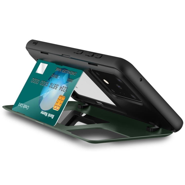 For Galaxy S20 Ultra Mocha 2 in 1 Metal Magnetic Shockproof PC + TPU Case with Card Slots & Holder & Mirror