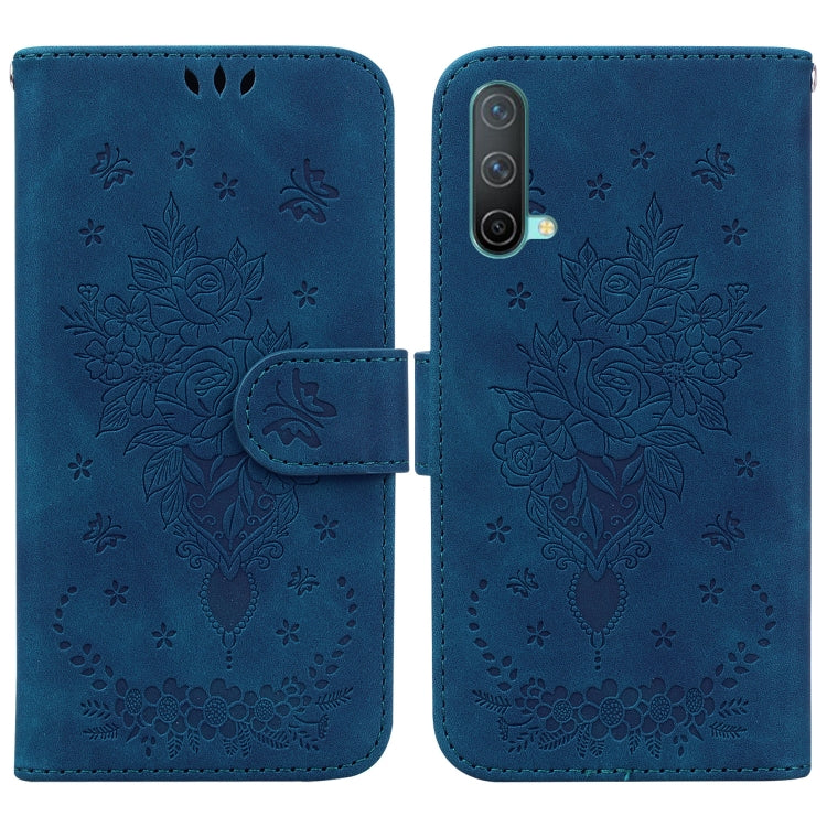 For OnePlus Nord CE 5G Butterfly Rose Embossed Leather Phone Case