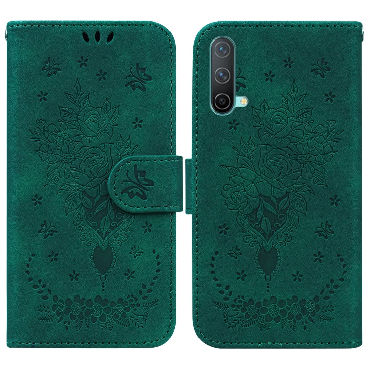 For OnePlus Nord CE 5G Butterfly Rose Embossed Leather Phone Case