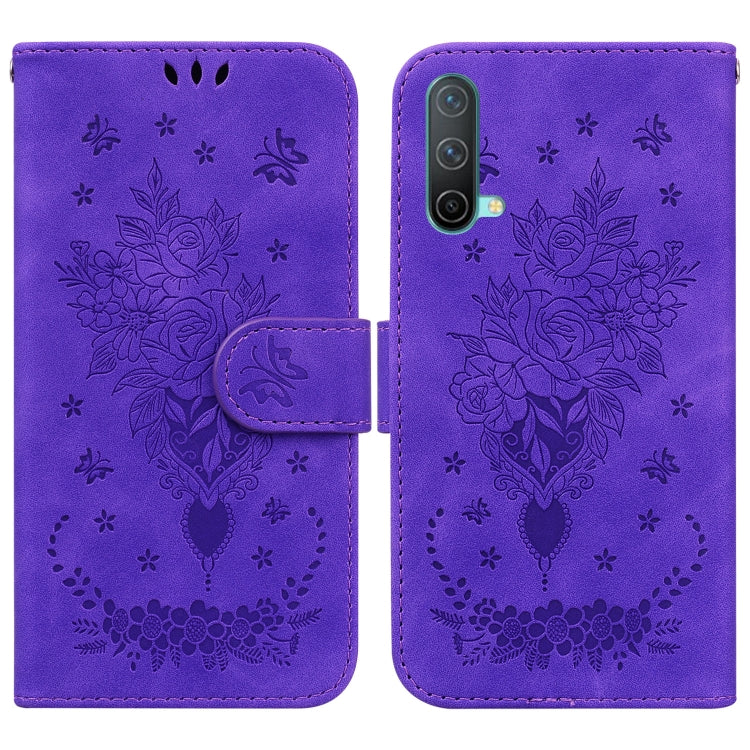 For OnePlus Nord CE 5G Butterfly Rose Embossed Leather Phone Case