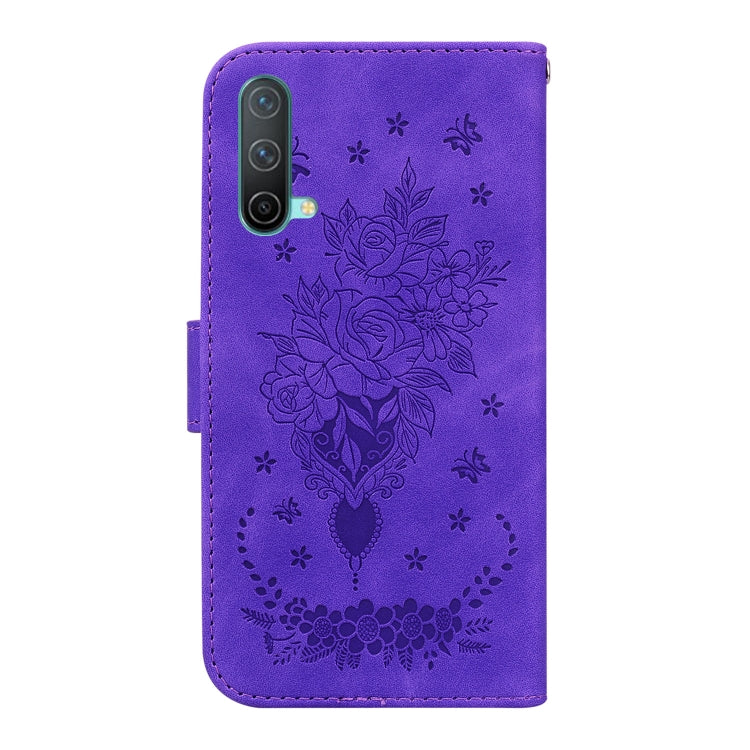 For OnePlus Nord CE 5G Butterfly Rose Embossed Leather Phone Case