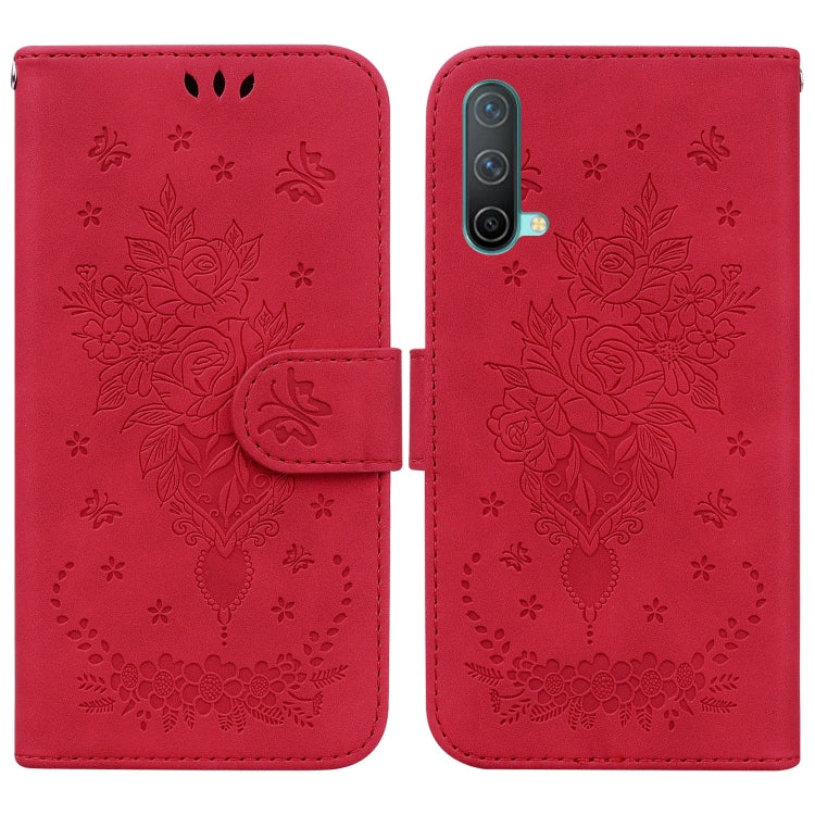 For OnePlus Nord CE 5G Butterfly Rose Embossed Leather Phone Case