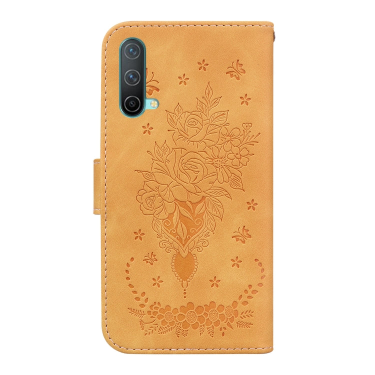 For OnePlus Nord CE 5G Butterfly Rose Embossed Leather Phone Case