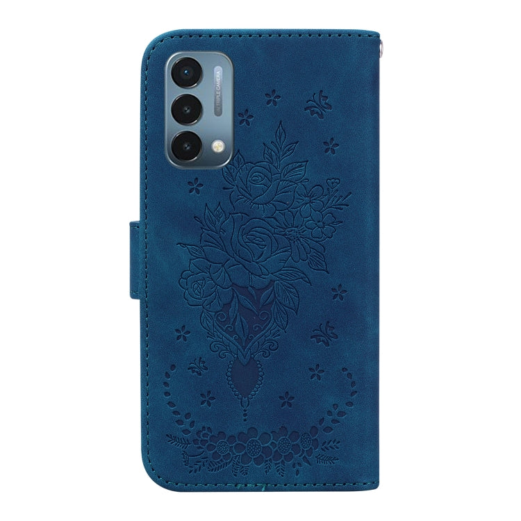 For OnePlus Nord N200 5G Butterfly Rose Embossed Leather Phone Case