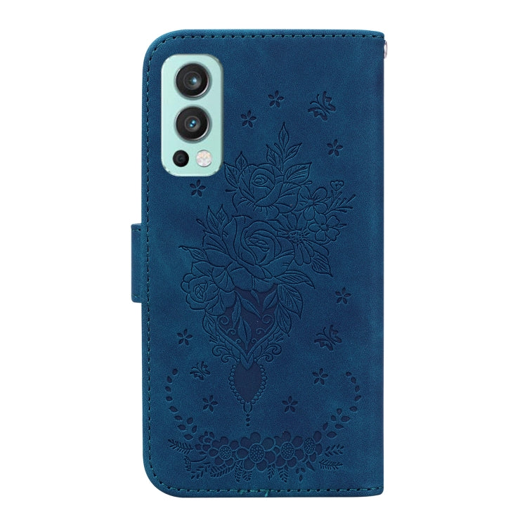 For OnePlus Nord 2 5G Butterfly Rose Embossed Leather Phone Case