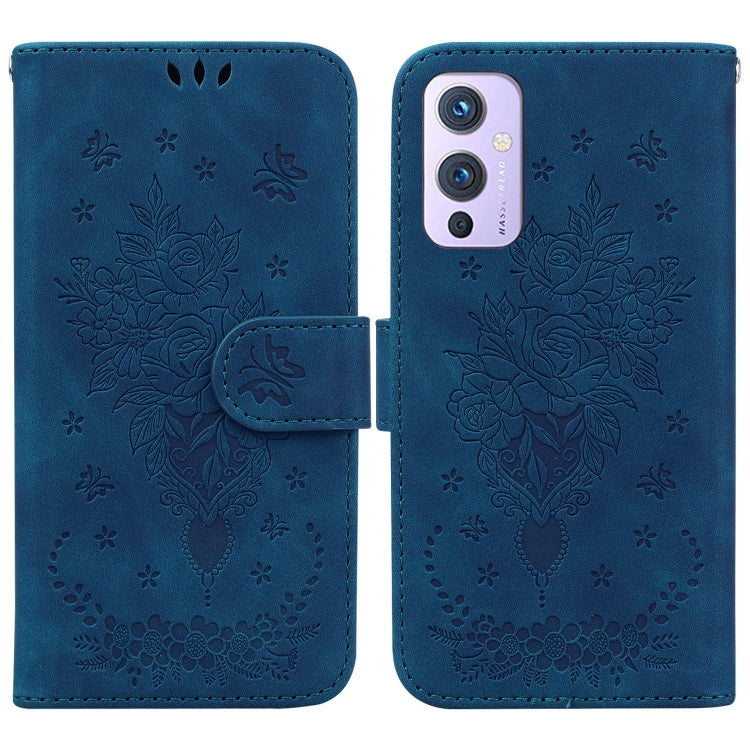 For OnePlus 9 US & EU Version Butterfly Rose Embossed Leather Phone Case