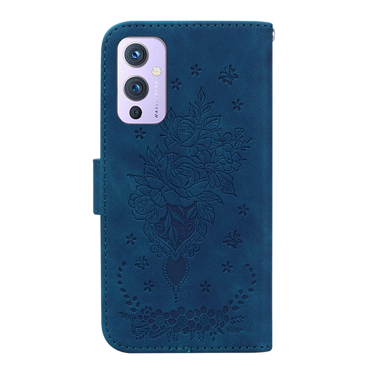 For OnePlus 9 US & EU Version Butterfly Rose Embossed Leather Phone Case