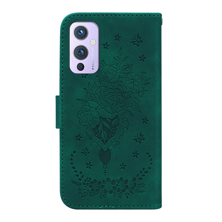 For OnePlus 9 US & EU Version Butterfly Rose Embossed Leather Phone Case