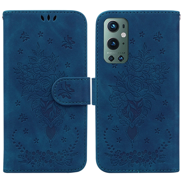 For OnePlus 9 Pro Butterfly Rose Embossed Leather Phone Case
