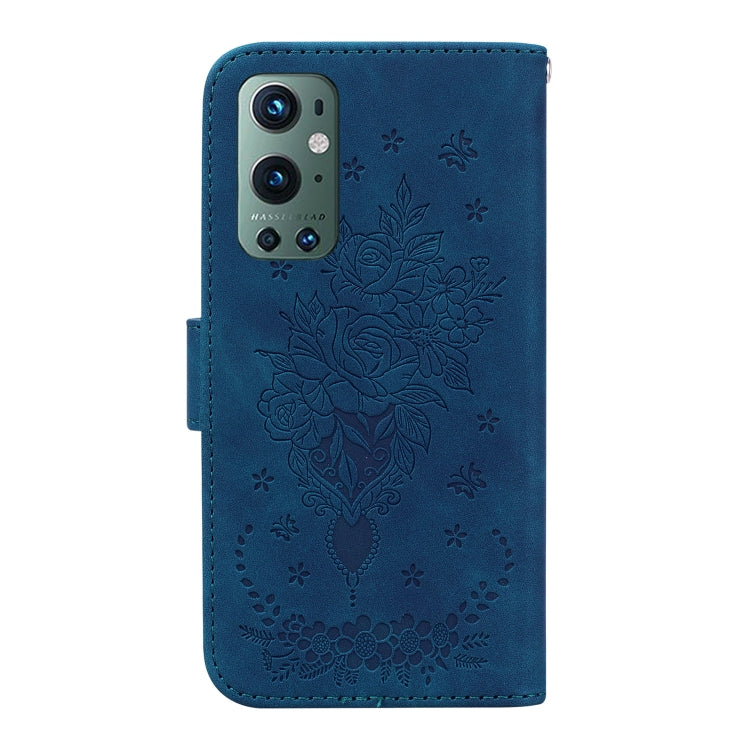 For OnePlus 9 Pro Butterfly Rose Embossed Leather Phone Case