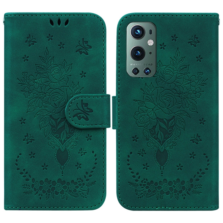 For OnePlus 9 Pro Butterfly Rose Embossed Leather Phone Case