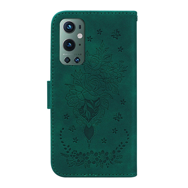 For OnePlus 9 Pro Butterfly Rose Embossed Leather Phone Case