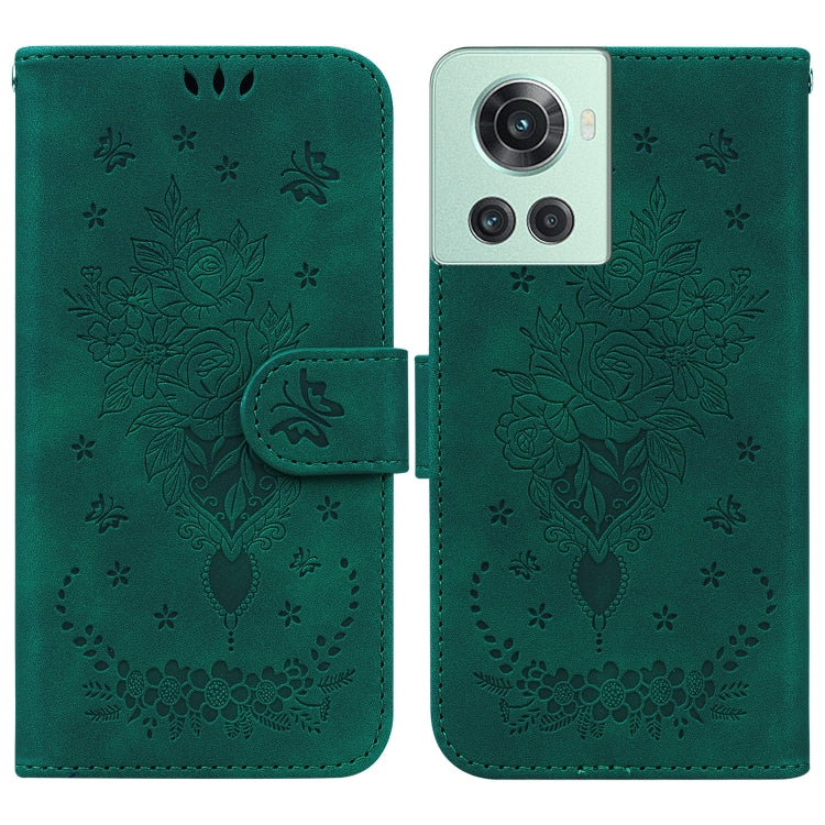 For OnePlus 10R / Ace Butterfly Rose Embossed Leather Phone Case