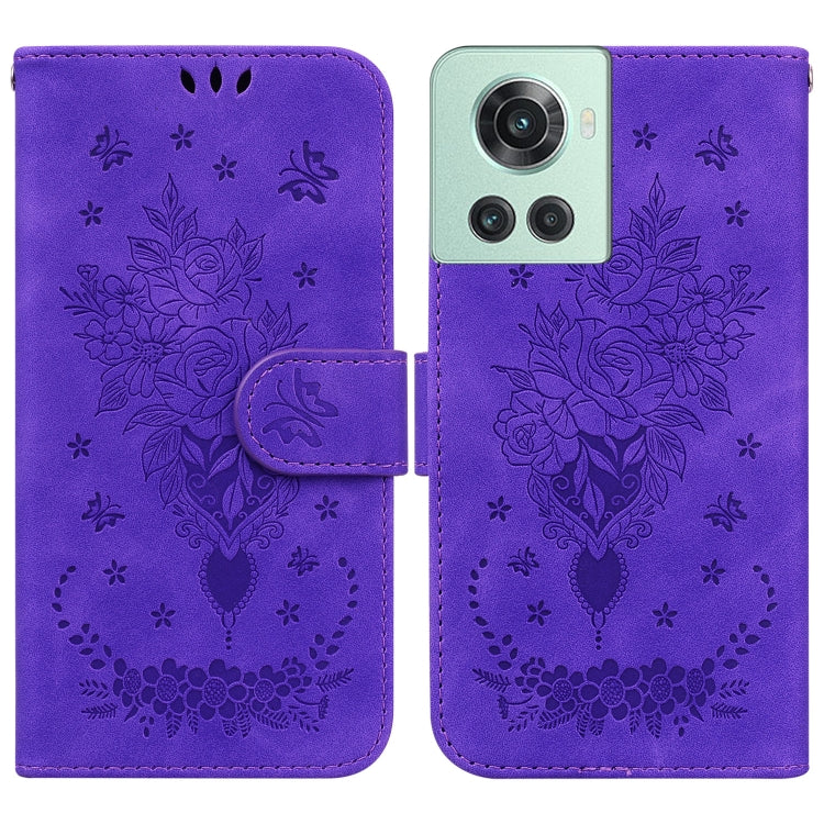 For OnePlus 10R / Ace Butterfly Rose Embossed Leather Phone Case