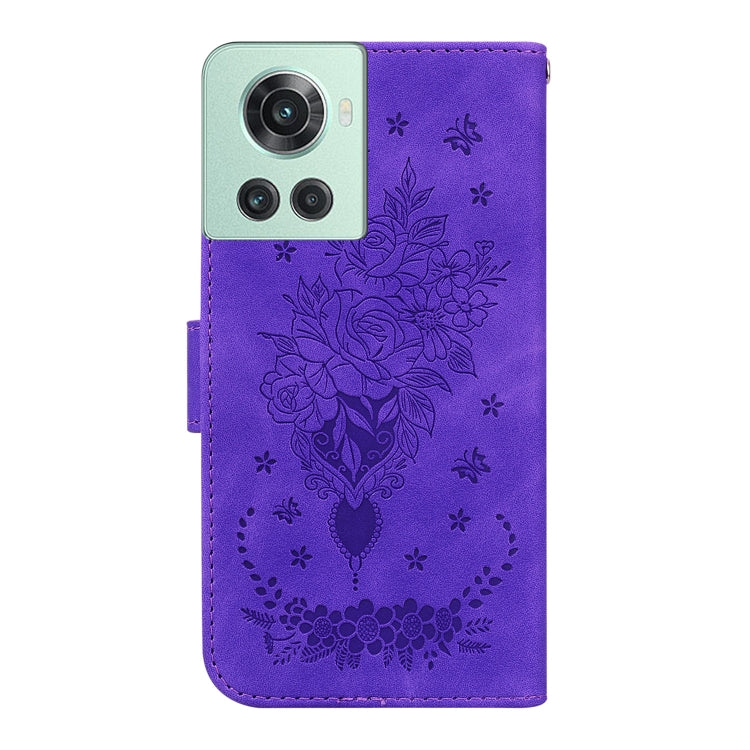 For OnePlus 10R / Ace Butterfly Rose Embossed Leather Phone Case