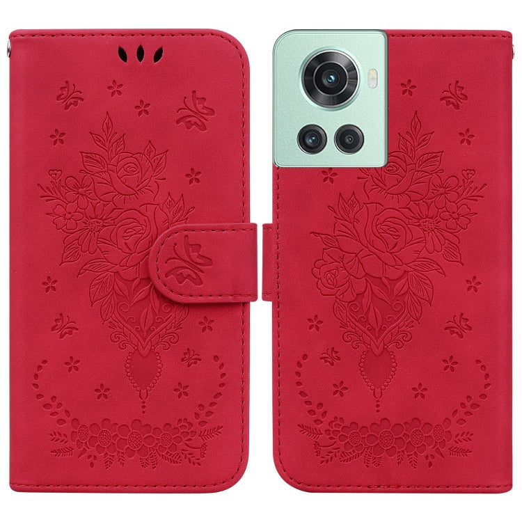 For OnePlus 10R / Ace Butterfly Rose Embossed Leather Phone Case