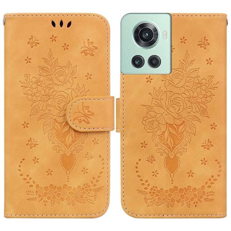 For OnePlus 10R / Ace Butterfly Rose Embossed Leather Phone Case
