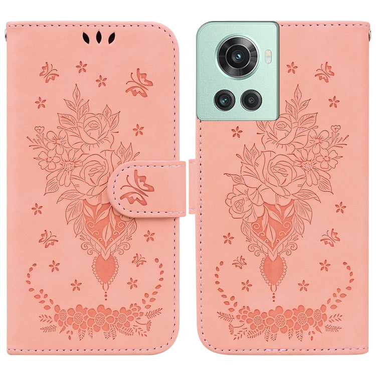 For OnePlus 10R / Ace Butterfly Rose Embossed Leather Phone Case